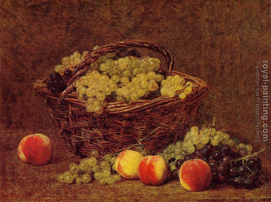 Henri Fantin-Latour : Basket of White Grapes and Peaches